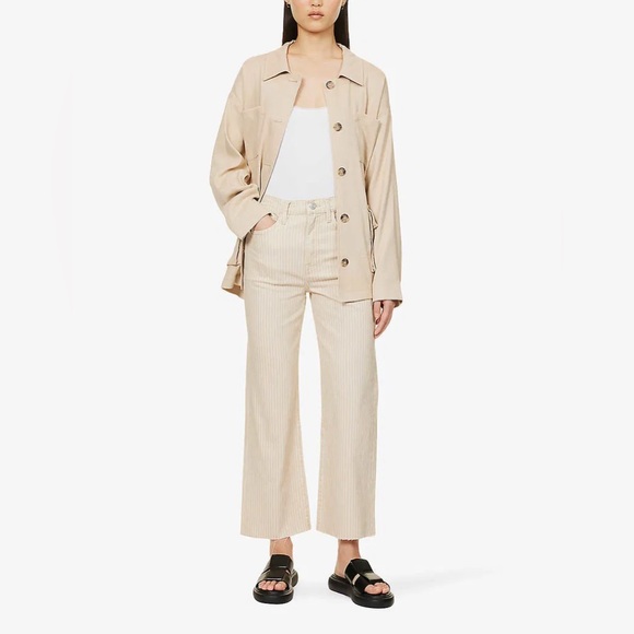 Frame Denim Denim - Frame Le Jane Crop Striped Straight Leg High Rise Sand 26